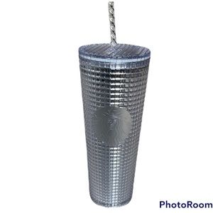 NWT Starbucks Holiday 2020 Silver Grid Disco Tumbler-24 ounce